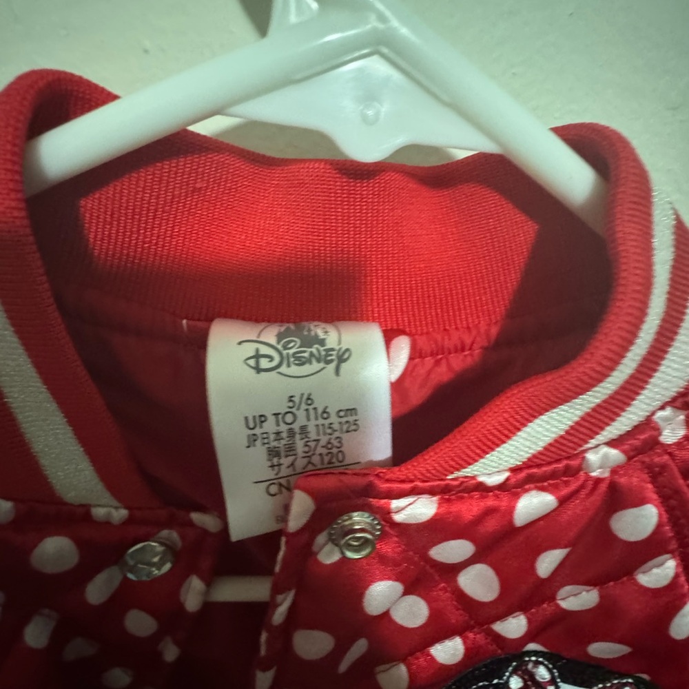Minnie Mouse Red & white tPolka Dot Quilted Jacket excellent condition size 5/6 - Picture 5 of 9